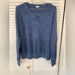 GAP Women's Heather Blue Cotton Long Sleeve Crew Neck Sweater Large